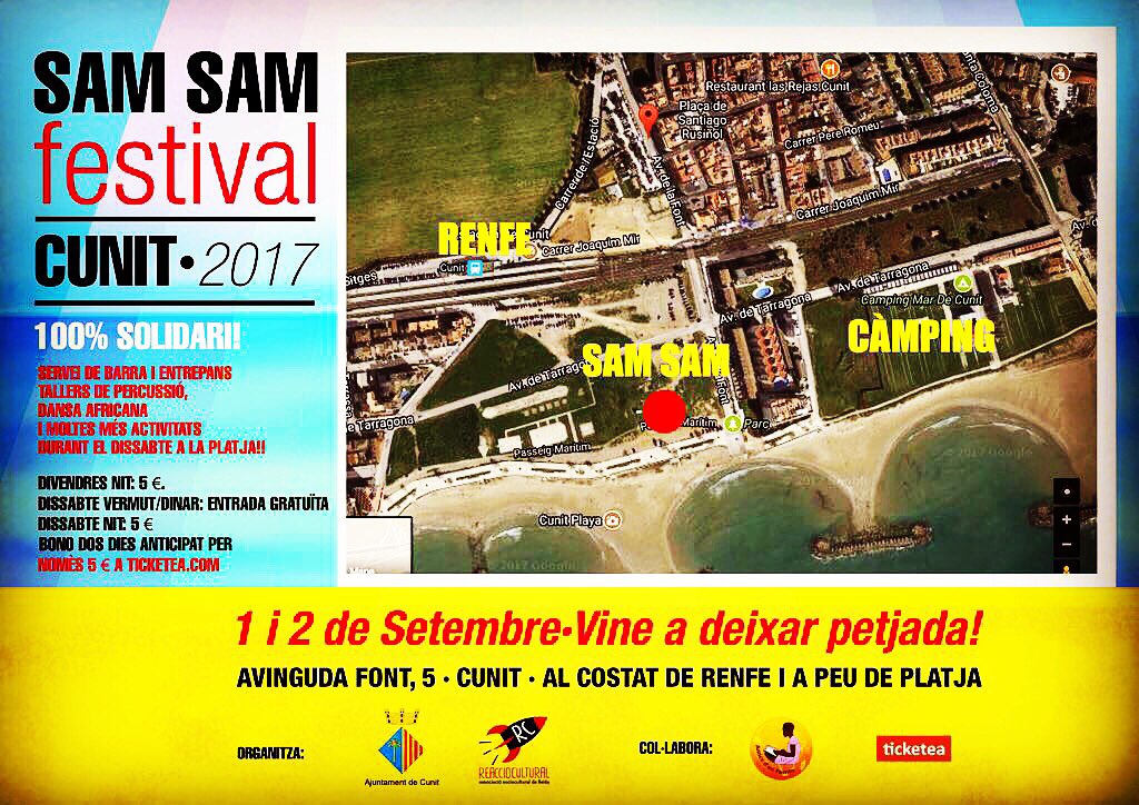 CunitTurisme's tweet photo. Encara podeu gaudir avui del #SamSamFestival a #Cunit. Ara mateix hi ha música i més a partir de les 22h. https://t.co/4FwJQnkffN