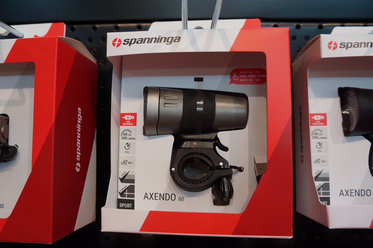 bicyclemedia's tweet photo. The new Axendo #lights @EUROBIKE_SHOW from #Spanninga has adopted Philips flare free #optics #EurobikeShow https://t.co/bJYocsI8iA