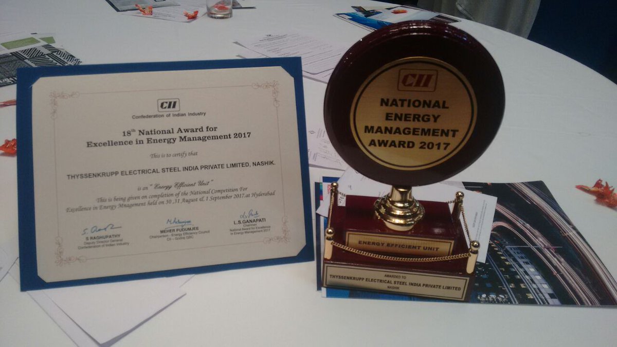 shravank00's tweet photo. #tkES India is again recognised as #EnergyEfficientUnit and received #MostInnovativeProject #awards from #CII
@thyssenkrupp proud moments https://t.co/YoUwuBv4nQ
