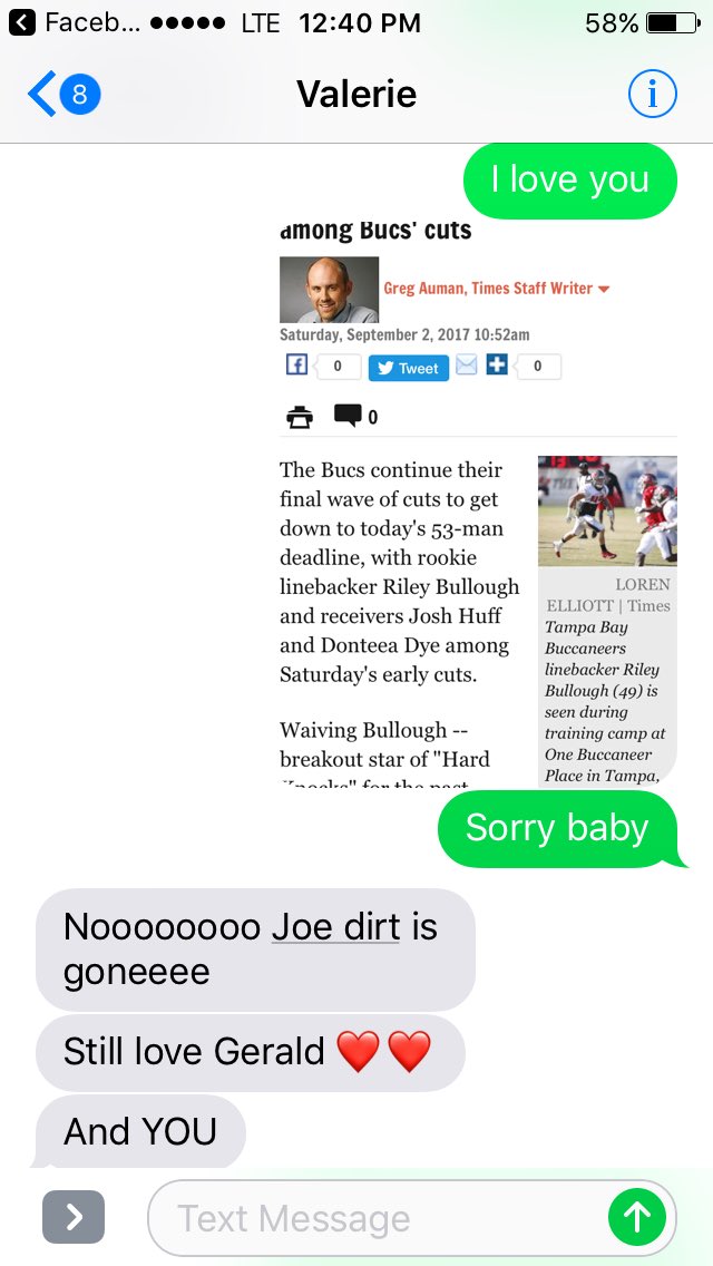 When your fiancé @ValPal725 says she loves <a href="/Geraldini93/">Gerald McCoy</a> before you after you send her the article of <a href="/TBBuccaneers/">فني كاميرات مراقبة</a> cutting Joe Dirt.