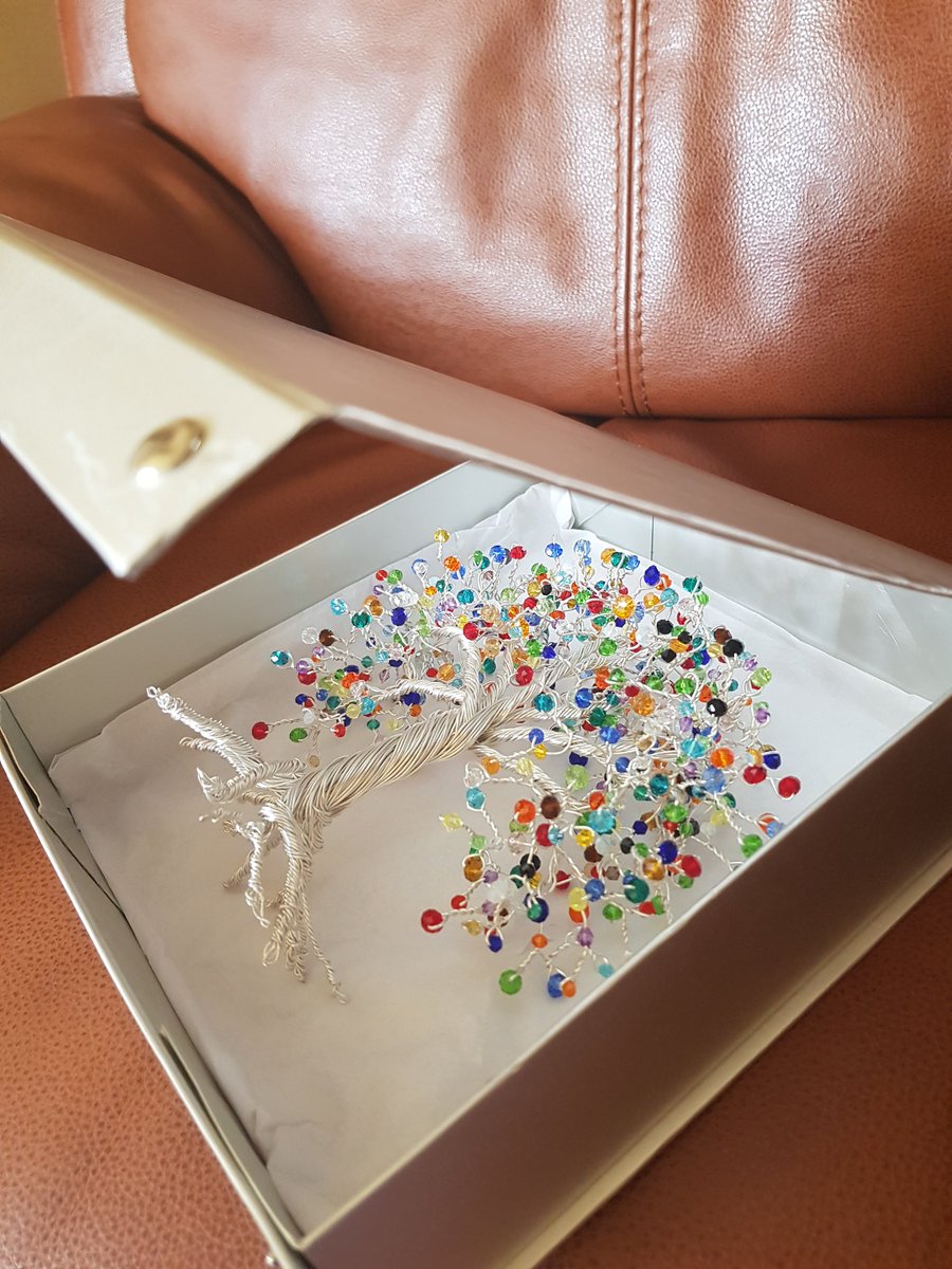 TwiddledT's tweet photo. Boxed and ready #crystaltree #treeoflife #beadedtree #SmallBusiness #rainbow #handcrafted  #craft #artizan #wiretree #wirework #twiddled 😁 https://t.co/7rG6aOc39P