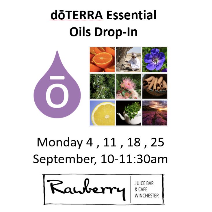 Like to know more about essential oils? Then Drop In to see me any Monday in September from 10:00-11:30 at <a href="/RawberryUK/">RAWBERRY WINCHESTER</a> <a href="/winchesterblogs/">Winchester Bloggers</a>