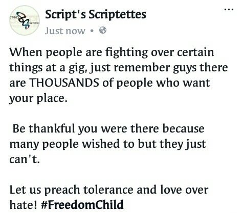 ts_scriptettes's tweet image. Just sayin&apos;. Spread love and tolerance fam. 💟💟💟