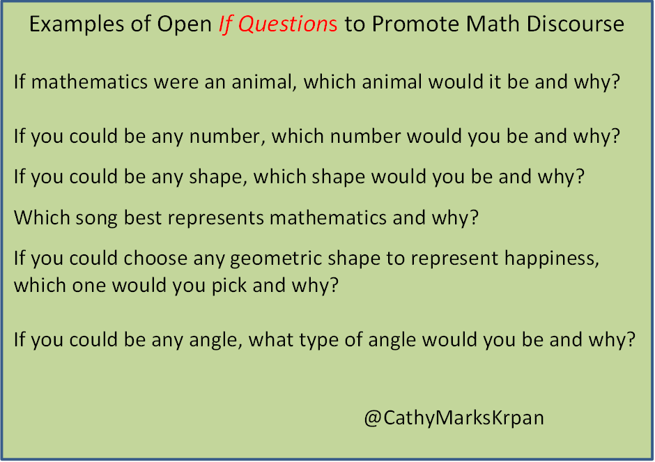 CathyMarksKrpan's tweet photo. Some If Questions to start the year.  Engage Ss in thinking about math in different ways - questions  promote lots of connections &amp; debate! https://t.co/vjCV36wM1Q