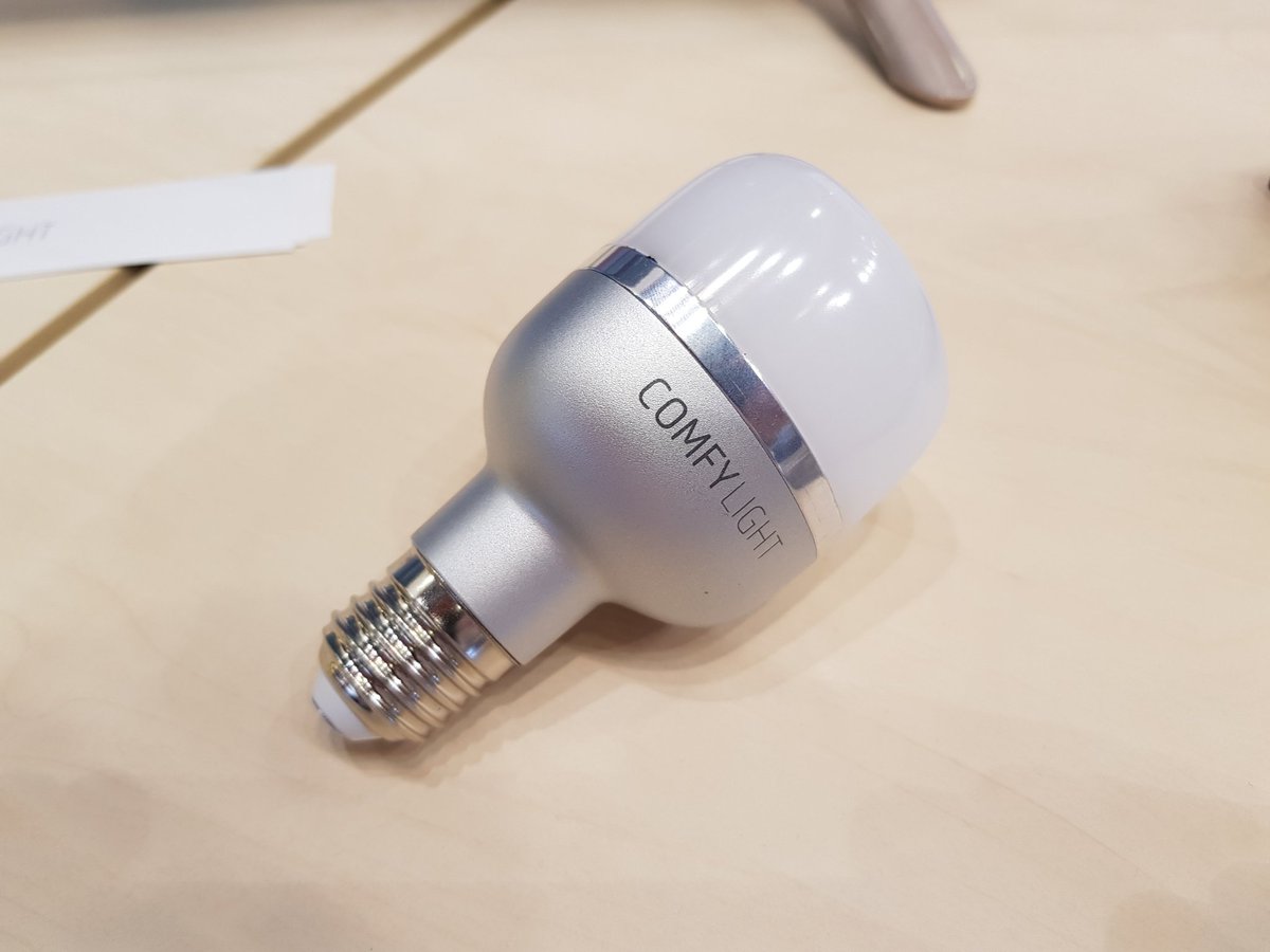 benwood's tweet photo. €139 @ComfyLight has integrated motion sensor that learns your routine &amp; delivers mockupancy when you are not at home. #IFA2017 https://t.co/UkC6ZzMVsk