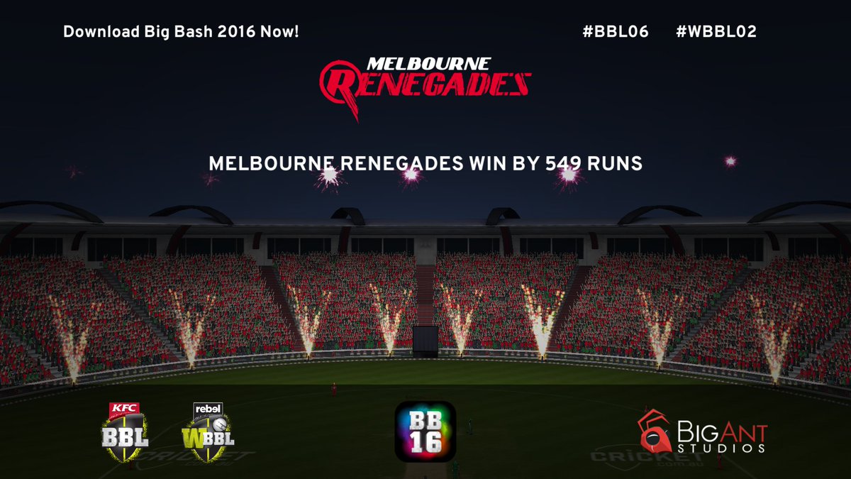 sushanthm35's tweet image. MELBOURNE RENEGADES WIN BY 549 RUNS #BigBash2016 #BBL06 #WBBL02 #BigAnt
