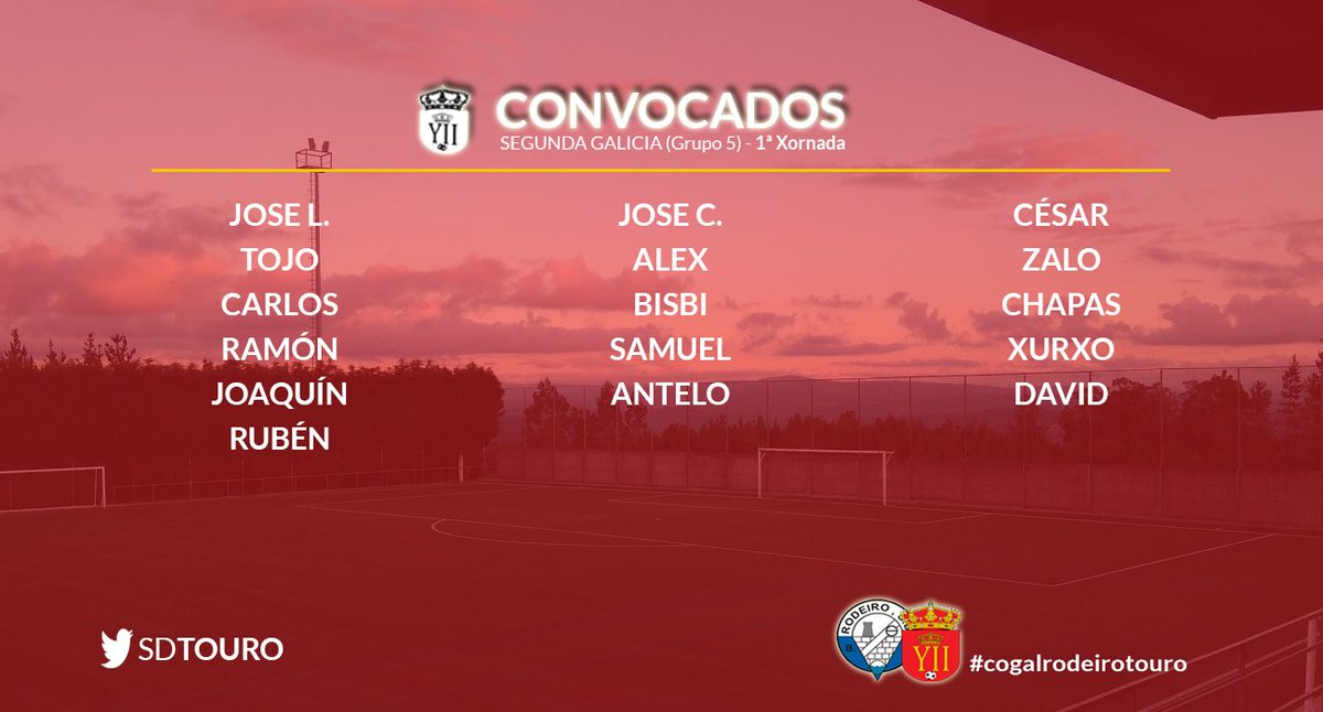 SDTouro's tweet photo. 🗒 Primeira lista de 16 convocados para esta primeria xornada  🆚 @CogalRodeiroSD #cogalrodeirotouro #segundagalicia https://t.co/5h71J5m1AN