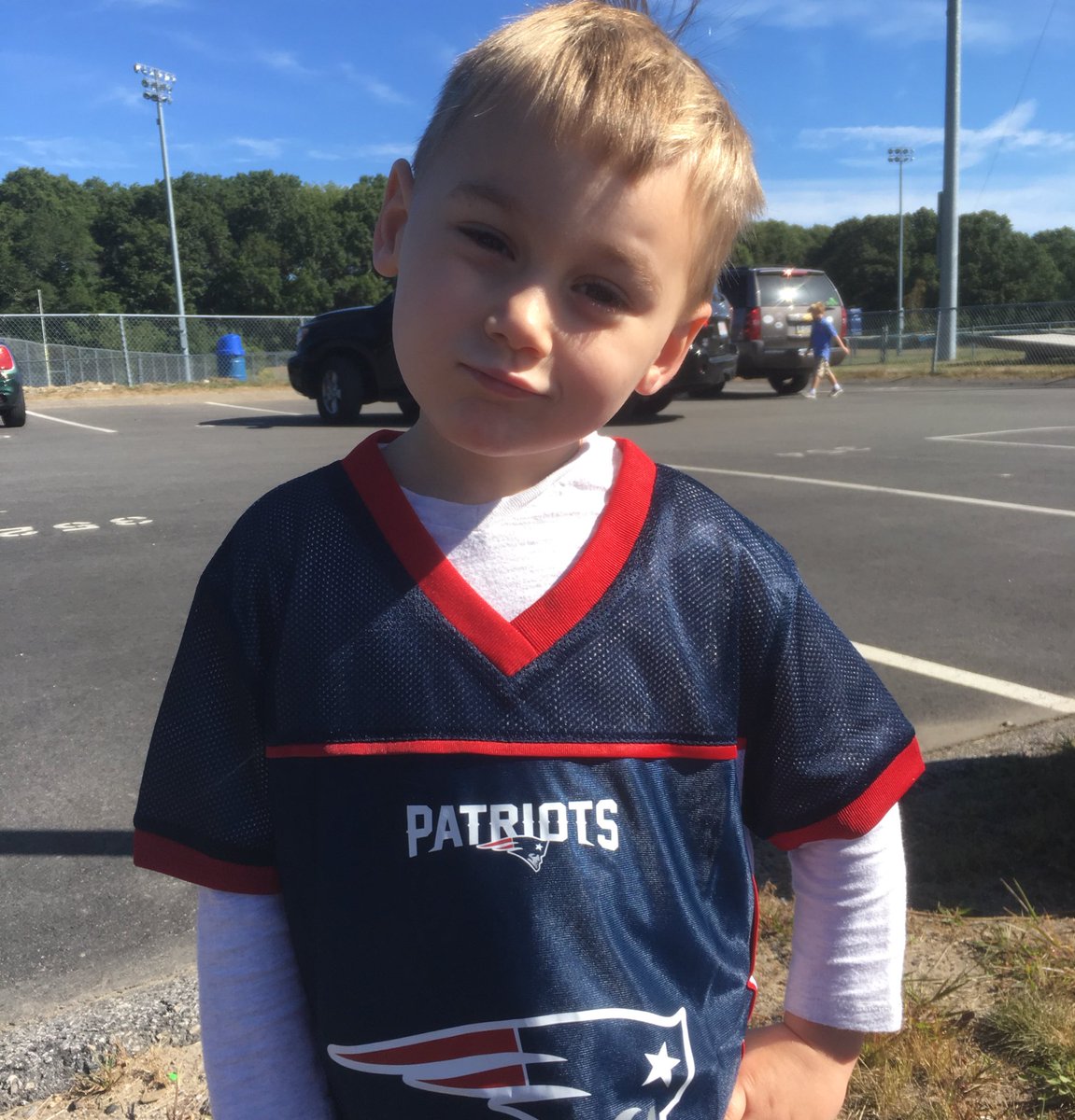 BlairMillerTV's tweet photo. . @TheZekeMiller is officially in training... I would prefer for him to be a #buckeye - for now, he's a little @Patriots Thx @nflplay60 https://t.co/IYhmTVzrYD