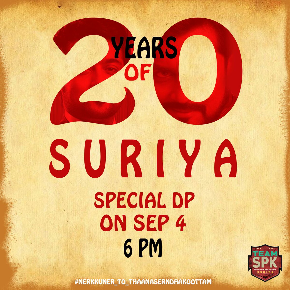 Bibin_offl's tweet photo. #20YearsOfInspiration. #20YearsOfSuriya_Special_DP On #SEP_4*. 
//••@TeamSPK1 @Suriya_Offl1 ✌🏼 https://t.co/aCRvv0PFDR
