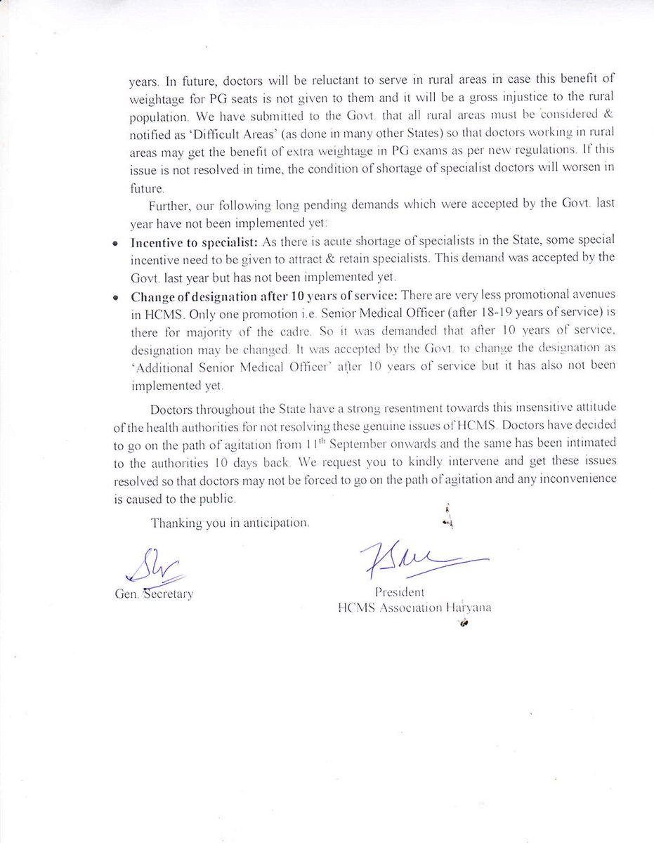hcmsassociation's tweet photo. @anilvijminister @cmohry Hopes Govt will complete demands of doctors as promised last year by 10 September 2017. https://t.co/ojpsfGcB09