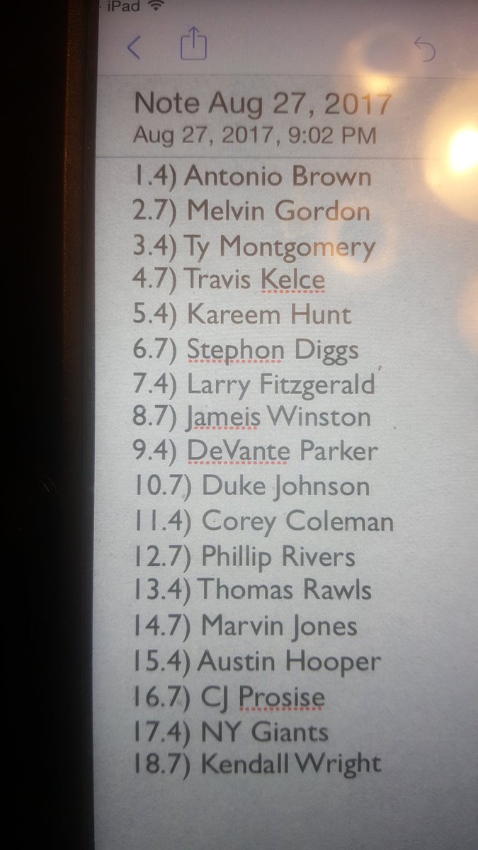 chuckcavallier's tweet photo. 10 team ppr #Grademydraft #FantasyFootball https://t.co/7VewexyH2n