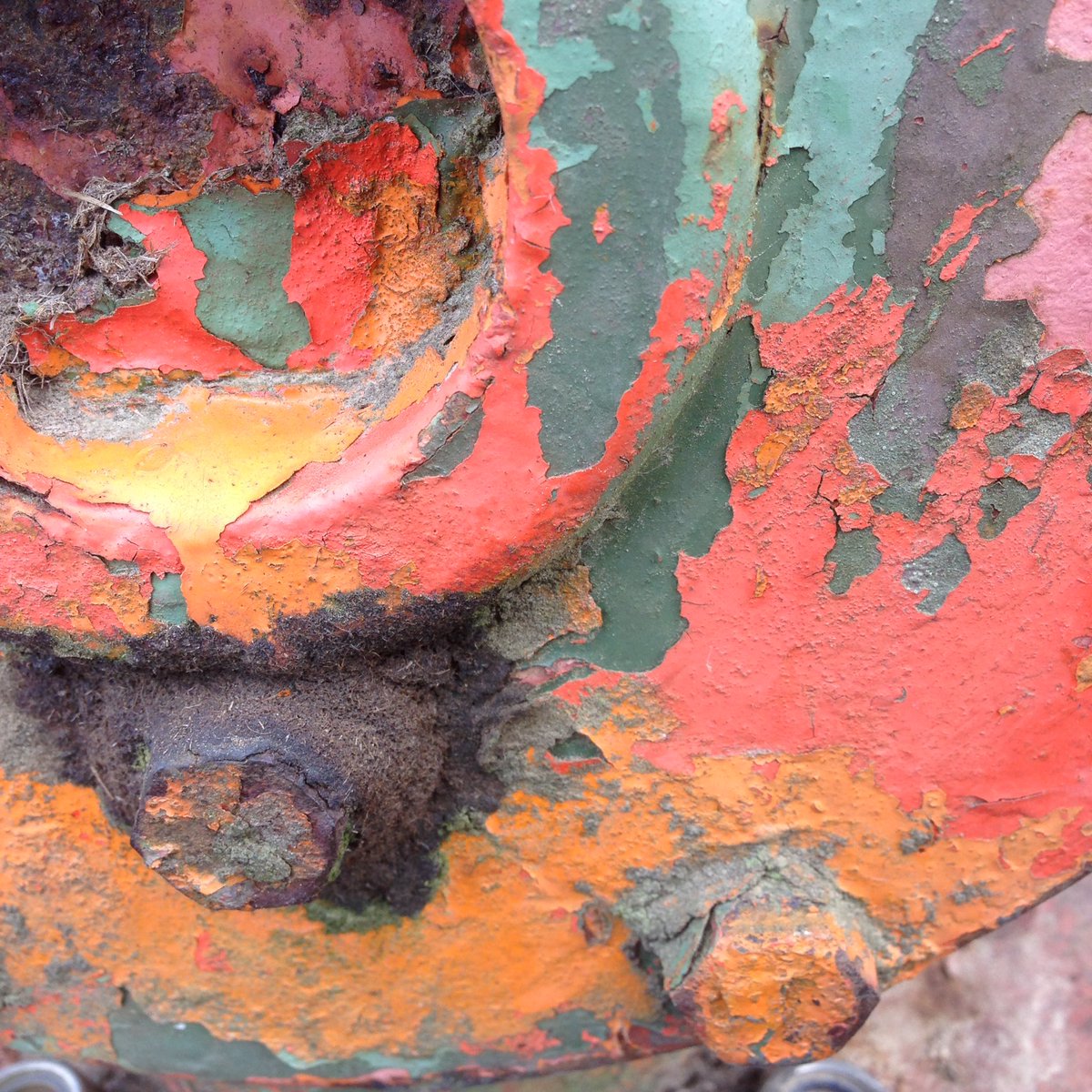 CranbrookIron's tweet photo. Gorgeous colours in layers of #flakingpaint on an old farm mower in for repairs. https://t.co/lmPr0Wh58L