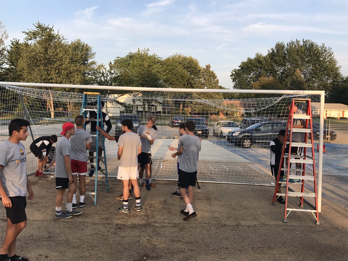 BoysMVSoccer's tweet photo. Varsity soccer constructing goals for Hermes Elementary in Aurora Awesome job donating your time and energy Friday Night #EverythingMatters https://t.co/YVN5g07GdA