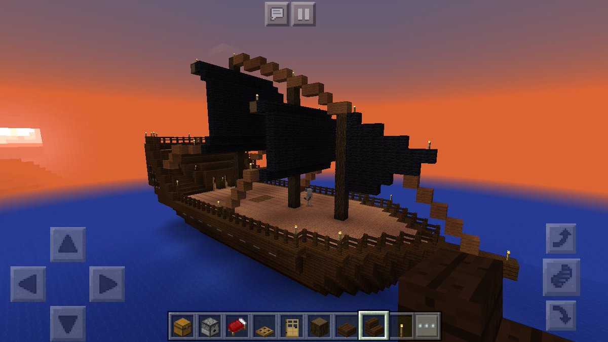 トゲあたま Twitterren クリエイティブマイクラ 4 海賊船を作ってみました ブラック ール号を参考に笑 難しすぎる笑 マイクラpe クリエイティブ マイクラしてる人と繋がりたい