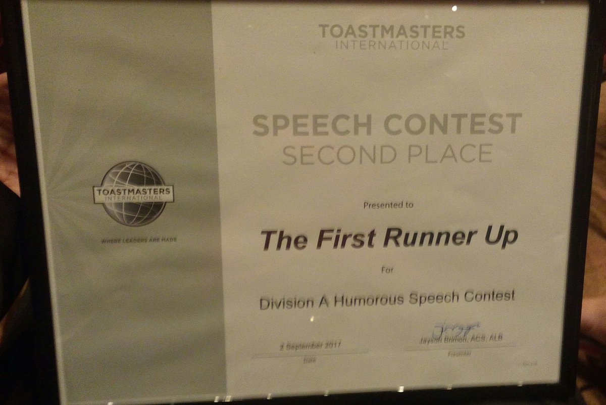 Royverine's tweet photo. I left home a #dreamer, I came back a #winner 

#Toastmasters #HumorousSpeech #PublicSpeaking #CATMC #District75 https://t.co/vpYg4C4v7v