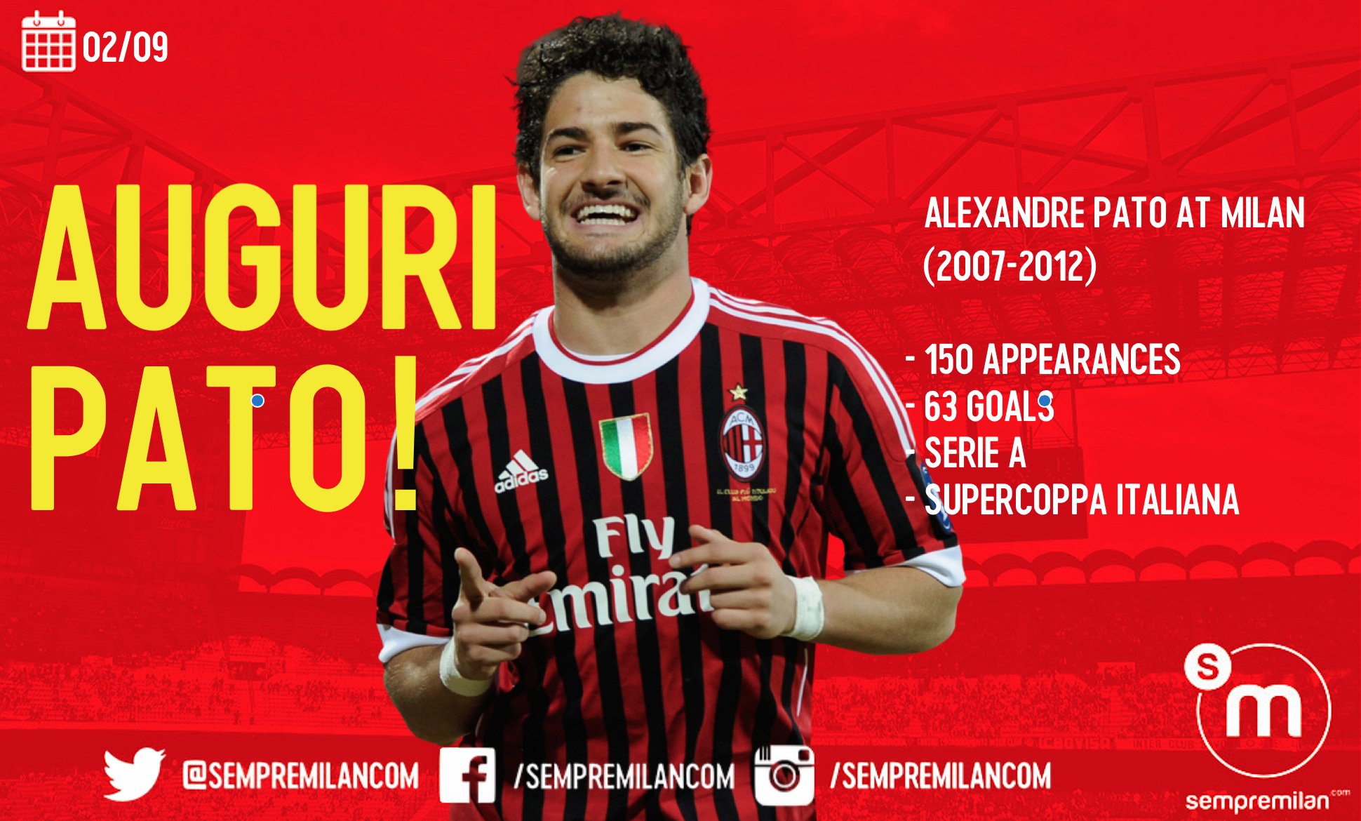 Happy 28th birthday to former striker Alexandre Pato!      