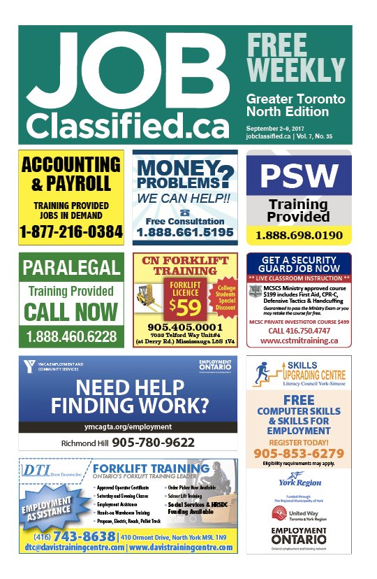 MediaClassified's tweet photo. Need work on the north side of the #GTA? Pick up this week's #free copy of #JobClassified. https://t.co/XSaZIRonrQ https://t.co/MT7w1BOqe6