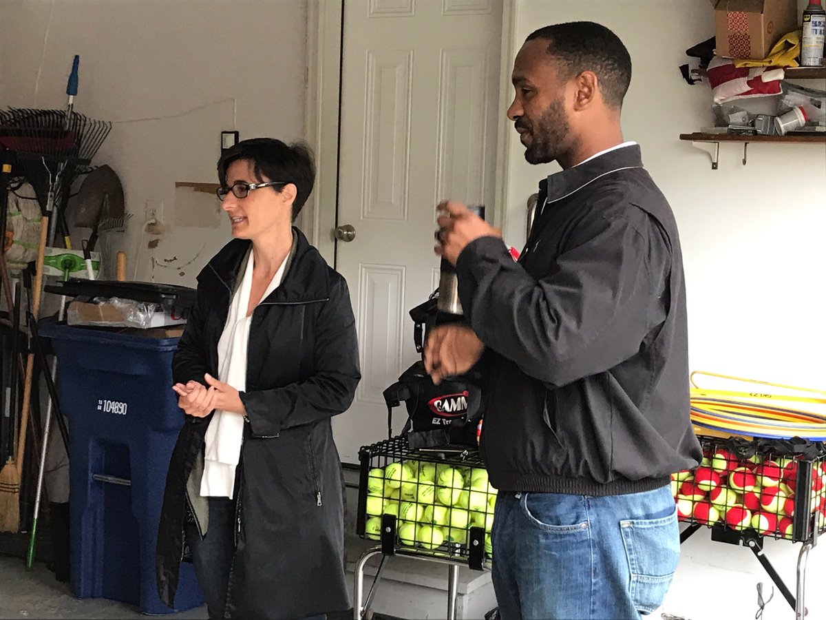 Tanner4Va's tweet photo. Rain or shine, we're out talking to voters! Thank you to the incredible @JenniferBoysko and her team for joining us! #GameOnVA https://t.co/d52mM3ml6w