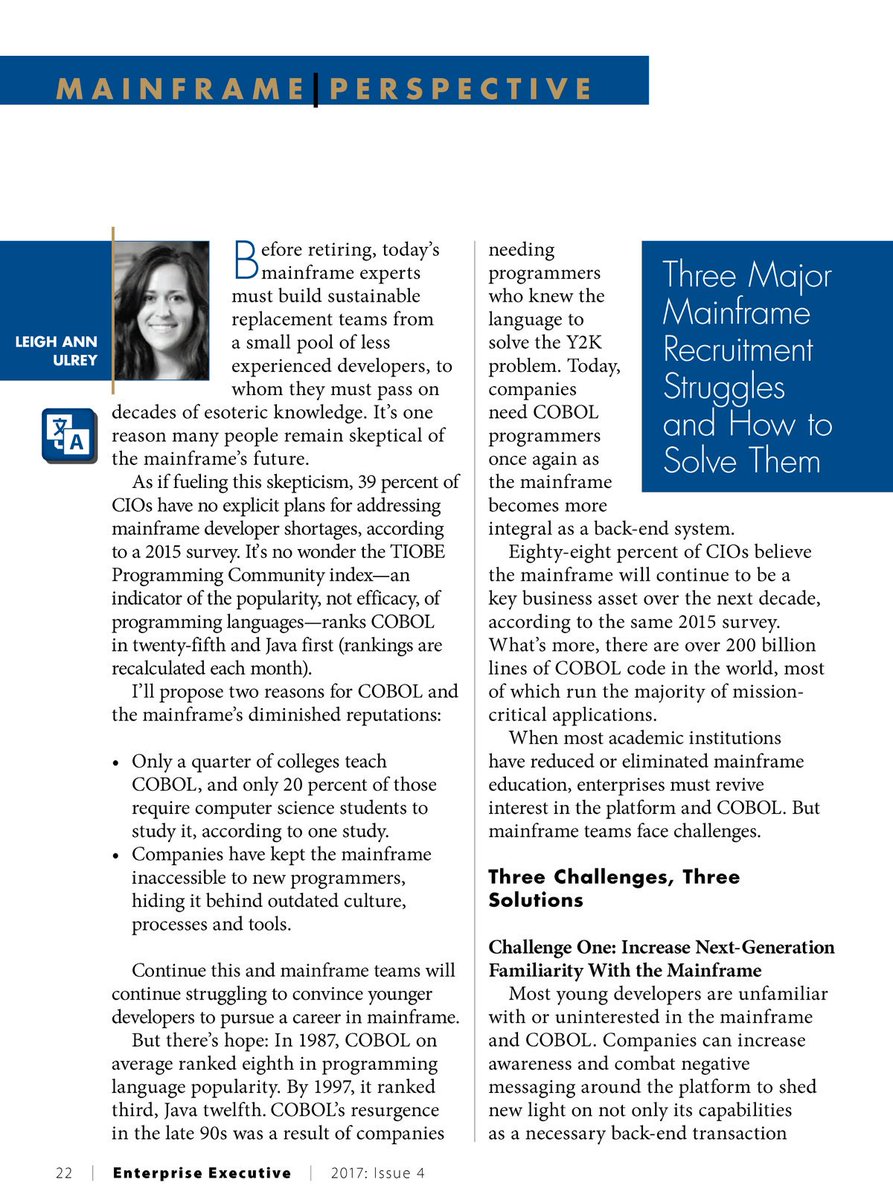BMCCompuware's tweet photo. Compuware recruiter @Leigh__Ann_ discusses 3 mainframe staff recruitment challenges and 3 ways to resolve them https://t.co/FwYtFc3zEY #IBMz https://t.co/aombTwdpnk