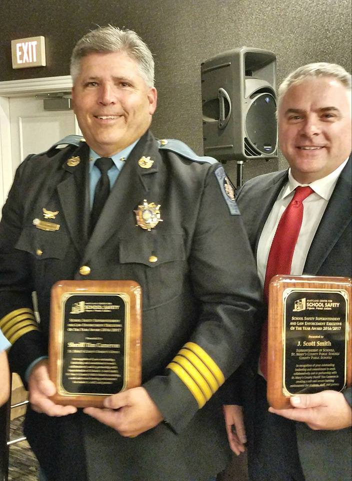 firstsheriff's tweet photo. #SMCSO & @SMCPS_MD Recognized for Outstanding Commitment to Safety in Schools (@SMCPS_Safety) ->https://t.co/nbdODFITl2 https://t.co/GnlMdBryVS