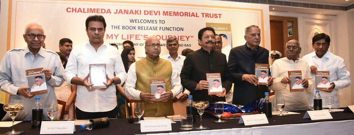 KTRBRS's tweet photo. Attended the launch of former minister Sri C. Anand Rao's autobiography.  Maharashtra Governor Sri Vidyasagar Rao Garu was the chief Guest https://t.co/mImkA4eqLL