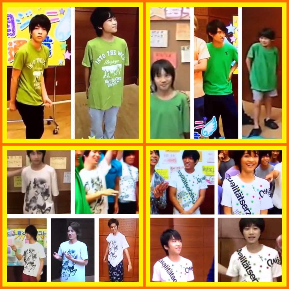 jij327_lo's tweet photo. 関西Jr.Tシャツヒストリー👕✨
（ソースは全てyoutubeのためTシャツの流れ、順番は不完全です。抜け漏れご了承ください。）

関ジュにおけるTシャツの持ちの良さはみなさんご推察の通りですね

7WESTお揃買いすぎなのと菊さんのTシャツが陸君に受け継がれてるのは胸熱すぎる… https://t.co/3blTWnHtnq