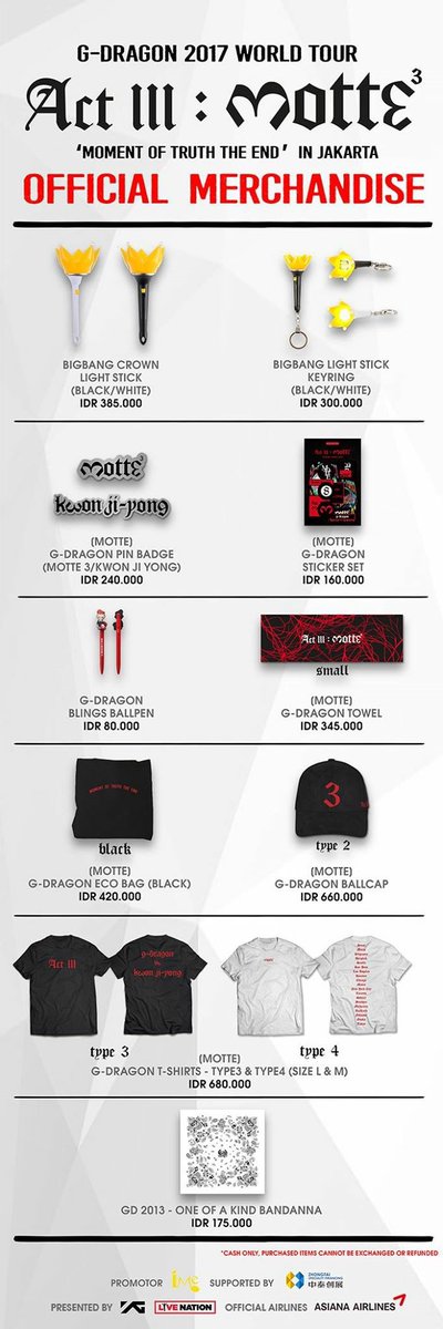 Official Merchandise for G-DRAGON 2017 WORLD TOUR <ACT III