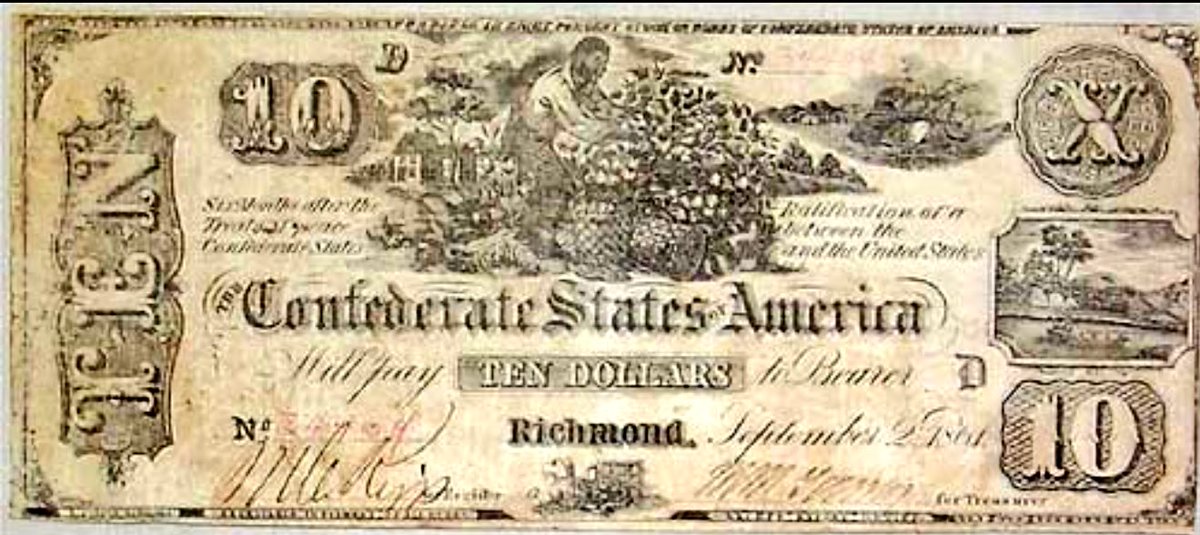 ClintSmithIII's tweet photo. Not sure if anyone has brought this up, but Confederate currency literally had images of slaves on them. https://t.co/zzP7KPy7ZM