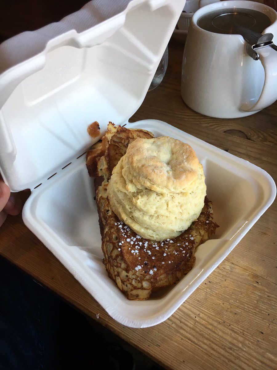French toast cradles &amp; protects scone. Take-out box carries &amp; protects both. How it ought to be, despite what your gender studies prof says.