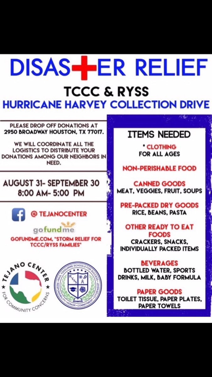 brittnyward's tweet image. Address to drop off clothing/food, also see the @gofundme to donate to 👬👭👬 #HelpHouston
