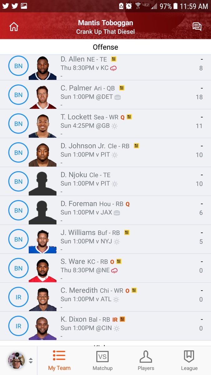 TheFantasyCast's tweet photo. One of my 4 Dynasty teams. Made a trade for AB and 1.3 to get Mixon. All in for this year.

-Don https://t.co/Ijc6vgQOrW