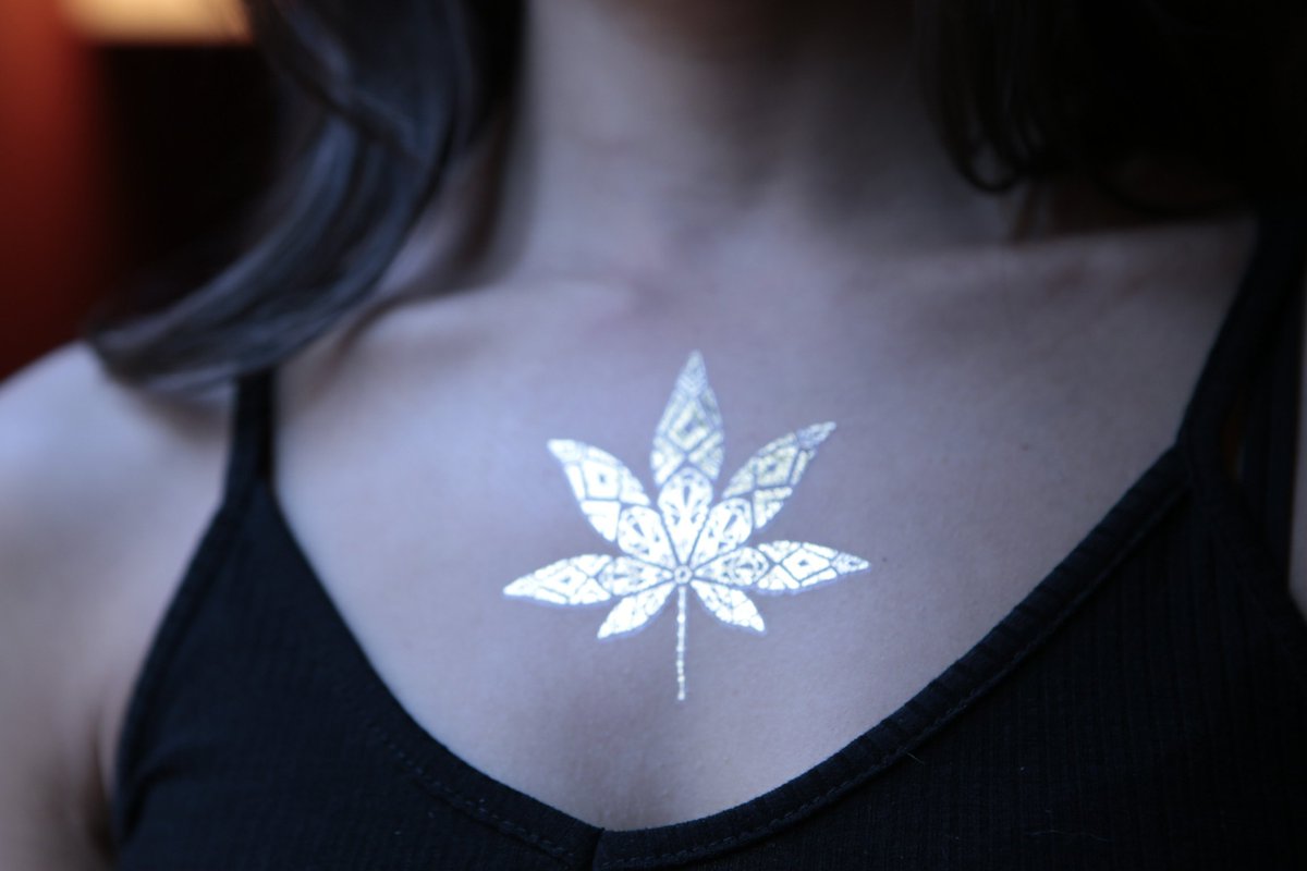 TribeTats_'s tweet photo. Show your support of #legalization with our #Cannabis Collection of #metallic #tattoos!  https://t.co/hVjuRYu8nN #marijuana @high_times_mag https://t.co/T9Fdp76fpa