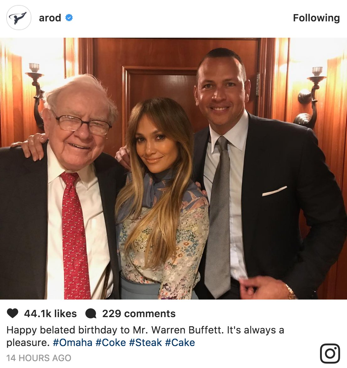 Jennifer Lopez sang Happy Birthday to Alex Rodriguez s friend Warren Buffett  