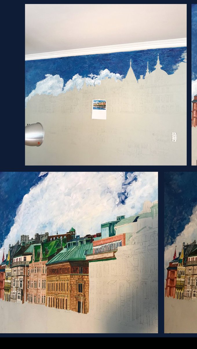 fangastric's tweet photo. @SwedeninUSA? My wife's current project: Gamla Stan #stockholm 205cm mural in OH. Want something similar? She wants to go bigger! #sweden https://t.co/sf6CRPrU3r