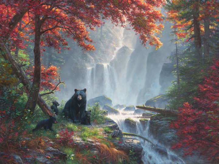 FineArtInfinity's tweet photo. #art #artist #smokymountains #autumn #bears #artwork #decor #homedecor #hangme Roaring Fork Retreat by Mark Keathley https://t.co/1ijRGU1Aq2