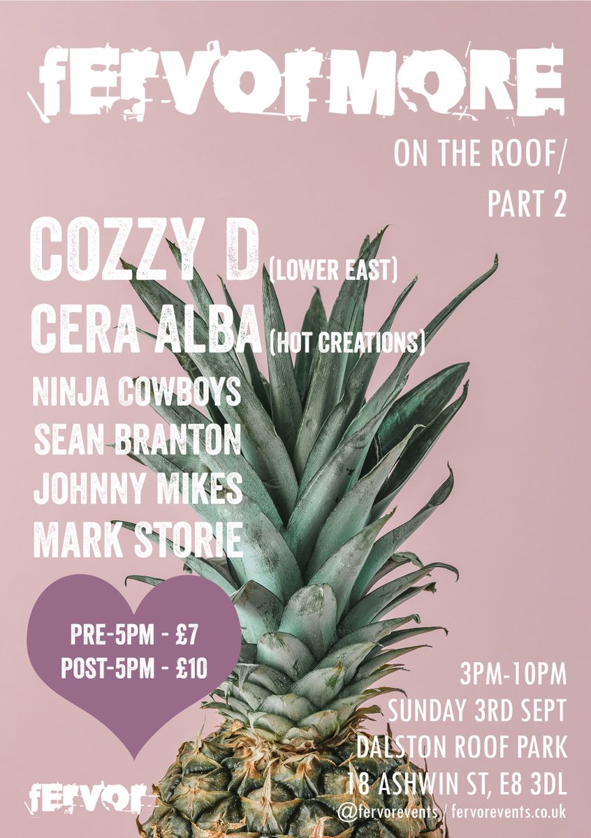 It's almost party time on the roof!  Grab your last min tickets via bit.ly/FervormoreOnTh… and use code SEP5PM20 for 20% OFF pre-5pm entry