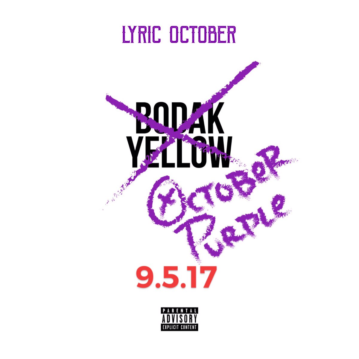 lyricoctober's tweet photo. Tuesday x #LyricOctober x #BodakYellow x #OctoberPurple https://t.co/FJyMoG2aIq