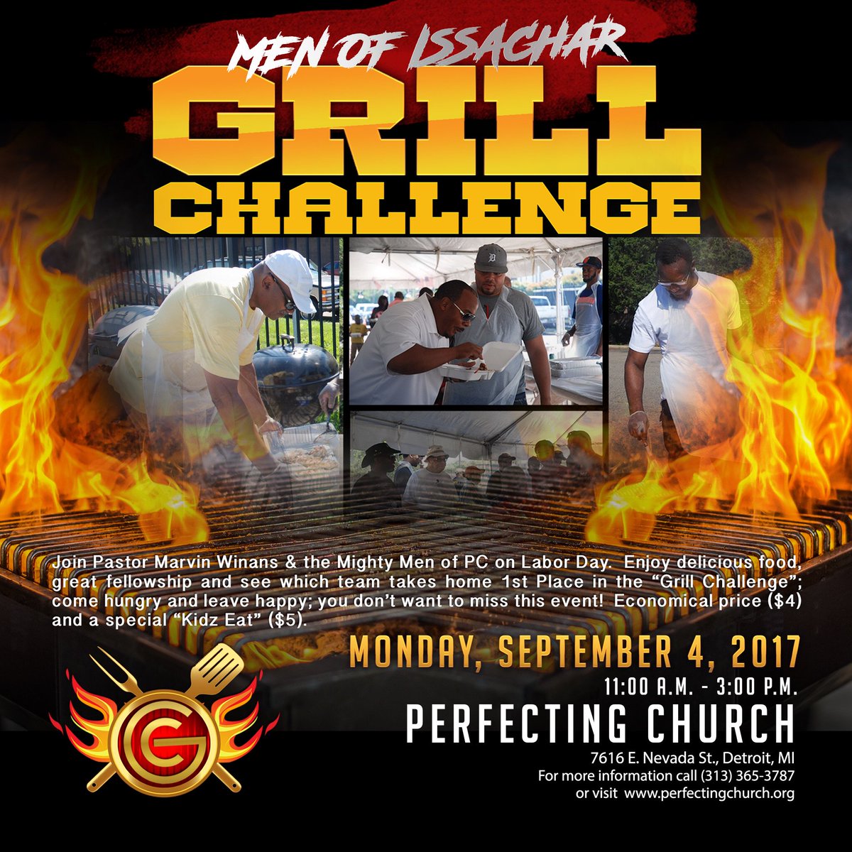 PerfectingC's tweet photo. The Men of Issachar "Grill Challenge" is Labor Day &amp; you don't want to miss it! Delicious food &amp; great fellowship! Who will win First Place? https://t.co/JQmBRy4yRu
