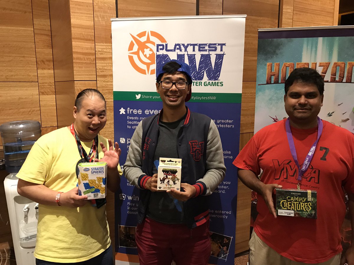 playtestNW's tweet photo. Our 10pm Friday winners at #PlaytestingAtPAX. Come play with us at #HyattOlive8 and win some games! @rttgamepub @BHGames @_dailymagic_ https://t.co/t1t3tuycgM