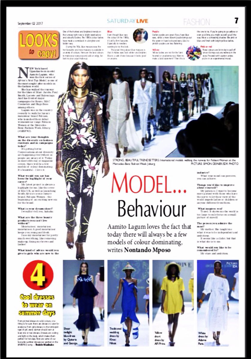 Nontando58's tweet photo. Model behavior...my interview with @aamito_lagum is in today's @weekendargus
#MBFW17 https://t.co/bzbSov8QNK