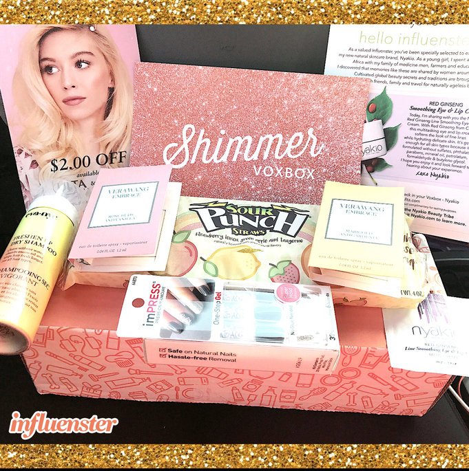 kay_marie87's tweet photo. Got my Shimmer VoxBox from influenster today! The best part about all these products is that they were ALL FREE! #shimmerbox #freeproducts https://t.co/F8s3MPcvBu