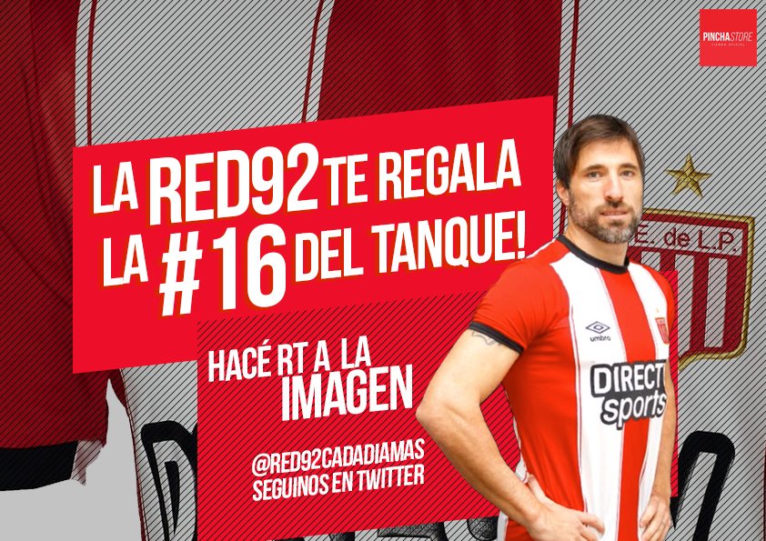 RED92cadadiamas's tweet photo. ⚽️🇦🇹 #EDLP ¡Sorteo imperdible para los hinchas del Pincha! ¡Ganate la #16 del Tanque Pavone! ¡Seguinos y RT! ¡Dale que puede ser tuya! 😃 https://t.co/0jKKcI4xb1