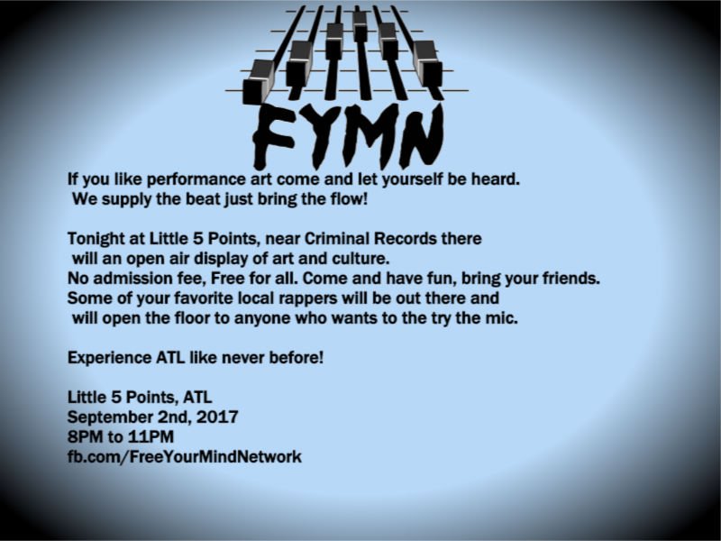 FYMNetwork's tweet photo. Looking for something to do tonight?
#FYMN #FreeYourMIndNetwork
https://t.co/ELidYefthY
#Gameday #DragonCon17 #ATL #ATL2 #HipHop #GoNoles https://t.co/154L53XJdR