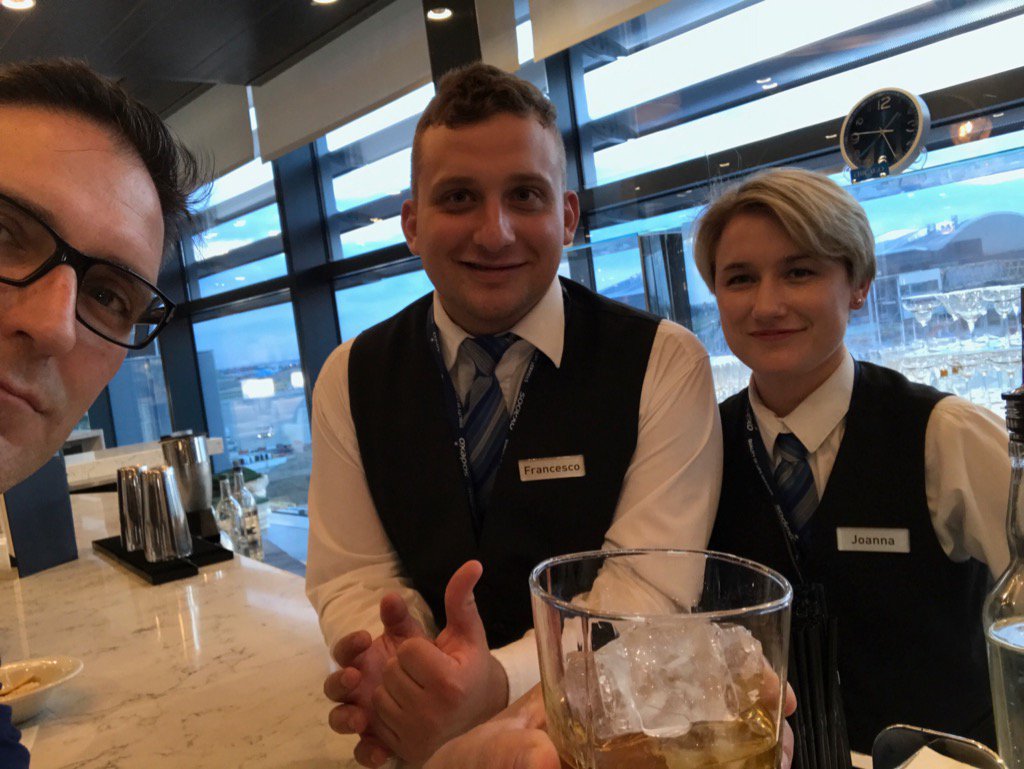 BuckarooCowboy's tweet photo. LHR UNITED: BourbonWhiskey with Francesco from Italy and Joanna from Poland; a hommage to my friend Stephen. https://t.co/QgiUiQ33J4