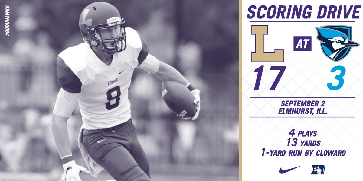 LorasCollegeFB's tweet photo. Cloward powers his way through for the touchdown! // #GoDuhawks #d3football https://t.co/h6rEgTiI39