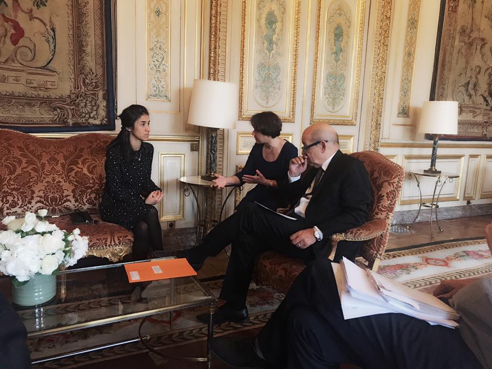NadiaMuradBasee's tweet photo. It was a pleasure to meet the French Foreign Minister Mr @JY_LeDrian, in Paris yesterday. https://t.co/XKI7a6WbE0