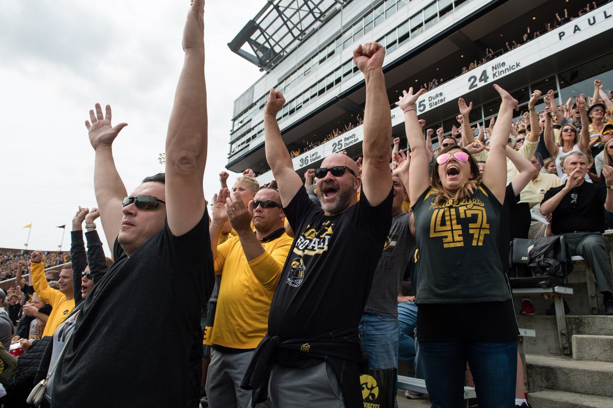 uiowa's tweet photo. Hawks roll in week one. Iowa 24, Wyoming 3. #SwarmKinnick 💛🏈💛 https://t.co/dBuOgQSg9r