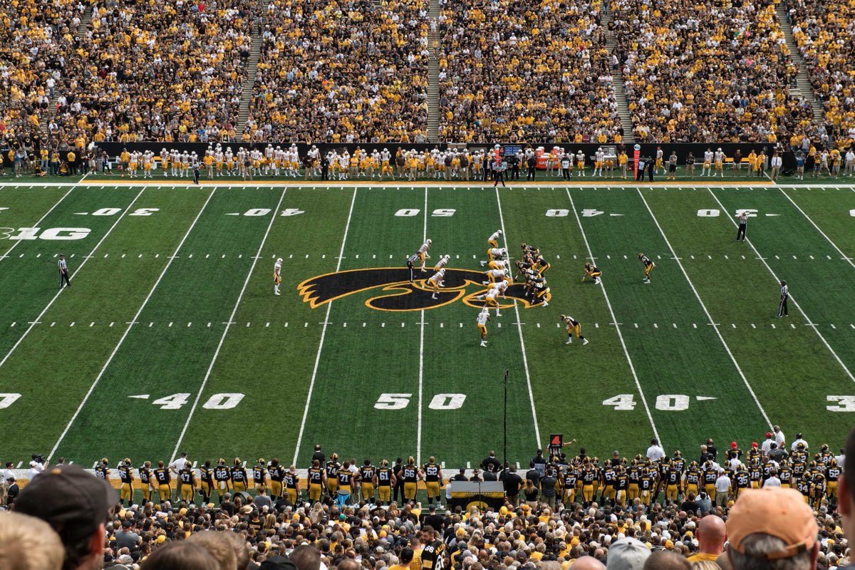 uiowa's tweet photo. Hawks roll in week one. Iowa 24, Wyoming 3. #SwarmKinnick 💛🏈💛 https://t.co/dBuOgQSg9r