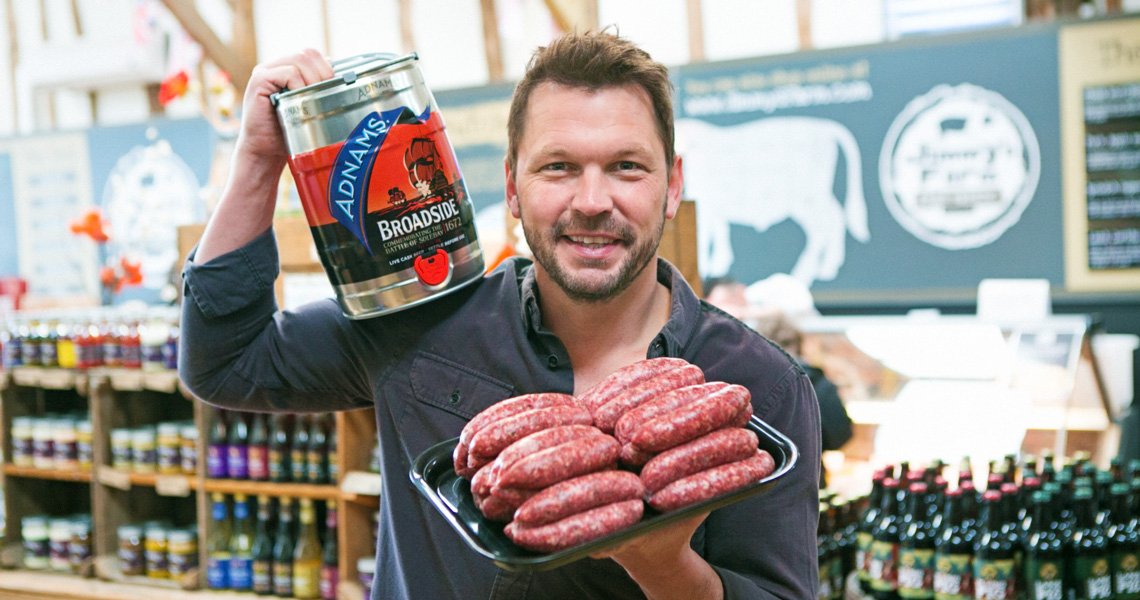 JimmysFarmHQ's tweet photo. SPECIAL ONLINE OFFER! - A Jimmy's Farm Sausage taster pack and @Adnams mini beer cask for £25! https://t.co/Rux4M6kQkX https://t.co/Om4zscmvs0