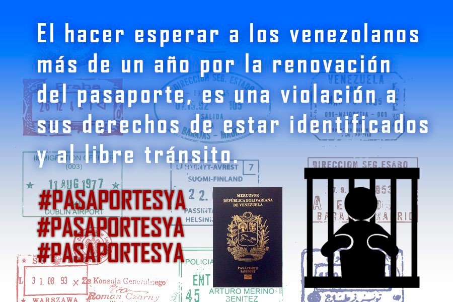 lrtesca's tweet photo. Vzlanos en exterior pasan hasta + de UN año sin tener pasaporte, sin libertad de tránsito. Exigimos #PasaportesYA @ReporteYa@estebangerbasi https://t.co/b265VclXLz